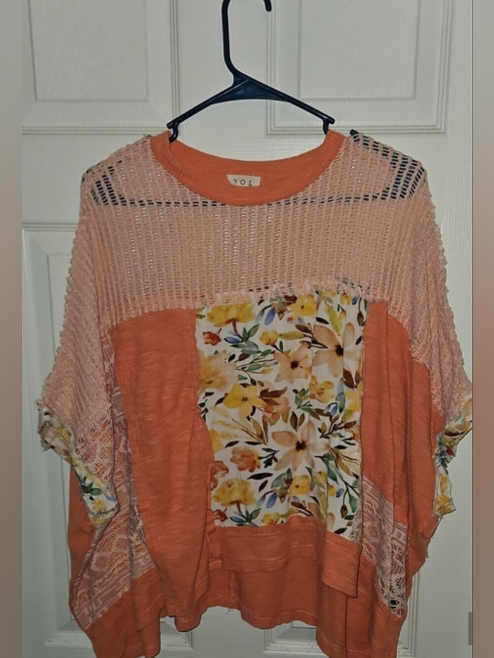 POL Lightweight Orange Floral Panel Women’s Top